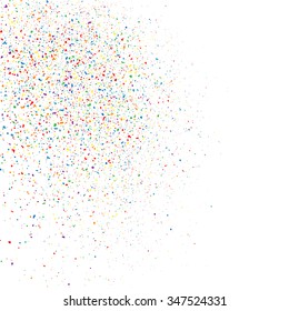 Colorful explosion of confetti. Grainy abstract  colorful texture on a white background. Design element. Vector illustration,eps 10.