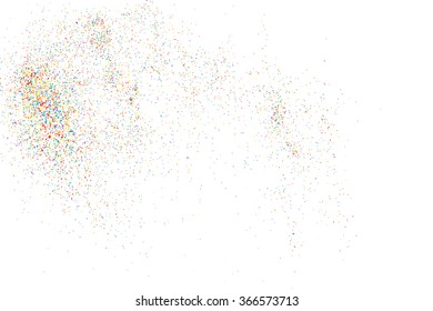 Colorful explosion of confetti. Grainy abstract  colorful texture isolated on white background. Flat design element. Vector illustration,eps 10.