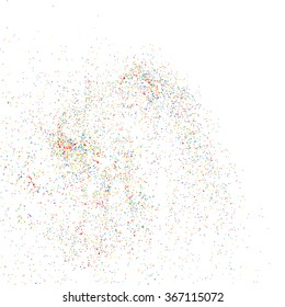 Colorful explosion of confetti. Grainy abstract  colorful texture isolated on white background. Flat design element. Vector illustration,eps 10.