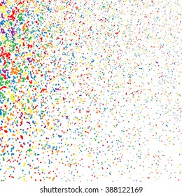 Colorful explosion of confetti. Grainy abstract  colorful texture isolated on white background. Flat design element. Vector illustration,eps 10.
