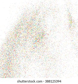 Colorful explosion of confetti. Grainy abstract  colorful texture isolated on white background. Flat design element. Vector illustration,eps 10.
