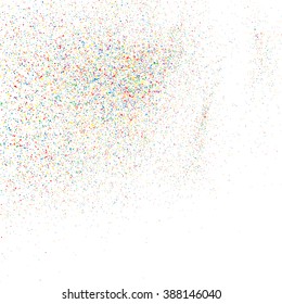 Colorful explosion of confetti. Grainy abstract  colorful texture isolated on white background. Flat design element. Vector illustration,eps 10.