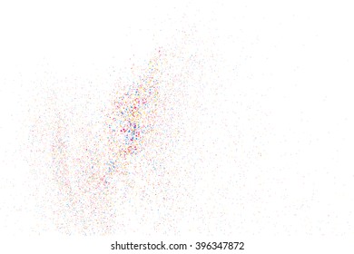 Colorful explosion of confetti. Grainy abstract  colorful texture isolated on white background. Flat design element. Vector illustration,eps 10.