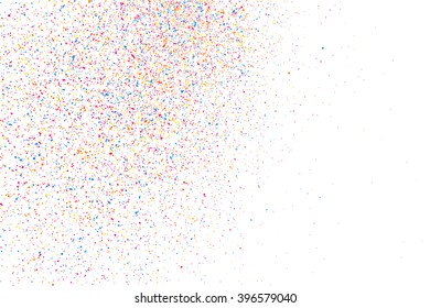 Colorful explosion of confetti. Grainy abstract  colorful texture isolated on white background. Flat design element. Vector illustration,eps 10.