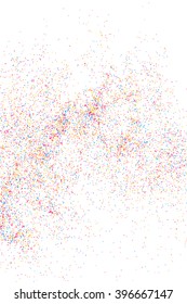 Colorful explosion of confetti. Grainy abstract  colorful texture isolated on white background. Flat design element. Vector illustration,eps 10.