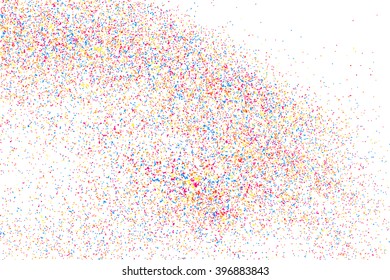Colorful explosion of confetti. Grainy abstract  colorful texture isolated on white background. Flat design element. Vector illustration,eps 10.