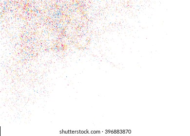 Colorful explosion of confetti. Grainy abstract  colorful texture isolated on white background. Flat design element. Vector illustration,eps 10.