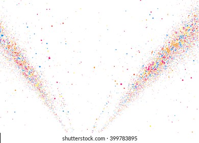 Colorful explosion of confetti. Grainy abstract  colorful texture isolated on white background. Flat design element. Vector illustration,eps 10.