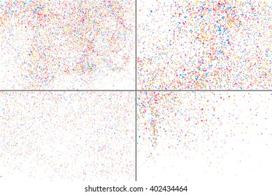 Colorful explosion of confetti.  Grainy abstract  colorful texture isolated on white background. Flat design element. Vector illustration,eps 10.