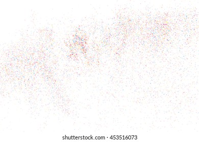 Colorful explosion of confetti. Grainy abstract  multicolored texture isolated on white background. Flat design element. Vector illustration,eps 10.