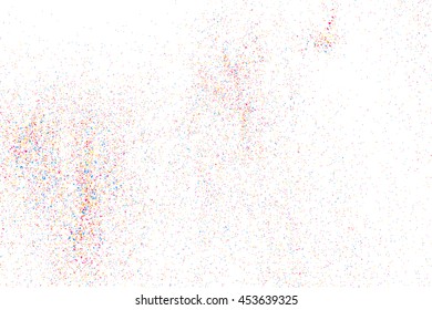 Colorful explosion of confetti. Grainy abstract  multicolored texture isolated on white background. Flat design element. Vector illustration,eps 10.