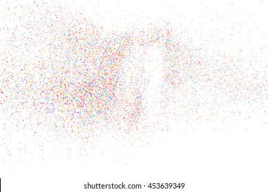 Colorful explosion of confetti. Grainy abstract  multicolored texture isolated on white background. Flat design element. Vector illustration,eps 10.