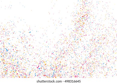 Colorful explosion of confetti. Grainy abstract  multicolored texture isolated on white background. Flat design element. Vector illustration,eps 10.