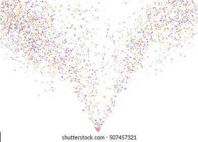 Colorful explosion of confetti. Grainy abstract  multicolored texture isolated on white background. Flat design element. Vector illustration,eps 10.