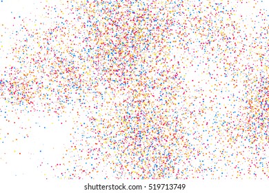 Colorful explosion of confetti. Grainy abstract  multicolored texture isolated on white background. Flat design element. Vector illustration,eps 10.