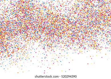 Colorful explosion of confetti. Grainy abstract  multicolored texture isolated on white background. Flat design element. Vector illustration,eps 10.