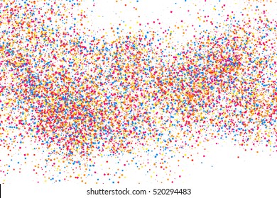 Colorful explosion of confetti. Grainy abstract  multicolored texture isolated on white background. Flat design element. Vector illustration,eps 10.