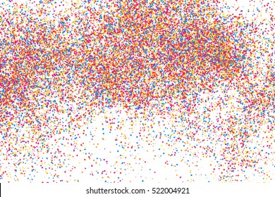 Colorful explosion of confetti. Grainy abstract  multicolored texture isolated on white background. Flat design element. Vector illustration,eps 10.