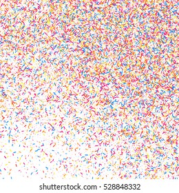 Colorful explosion of confetti. Grainy abstract  multicolored texture isolated on white background. Flat design element. Vector illustration,eps 10