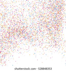 Colorful explosion of confetti. Grainy abstract  multicolored texture isolated on white background. Flat design element. Vector illustration,eps 10