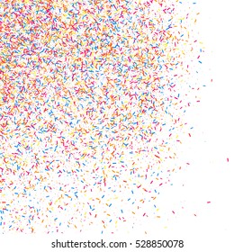 Colorful explosion of confetti. Grainy abstract  multicolored texture isolated on white background. Flat design element. Vector illustration,eps 10