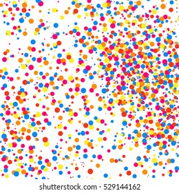 Colorful explosion of confetti. Grainy abstract  multicolored texture isolated on white background. Flat design element. Vector illustration,eps 10