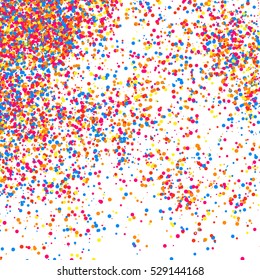Colorful explosion of confetti. Grainy abstract  multicolored texture isolated on white background. Flat design element. Vector illustration,eps 10