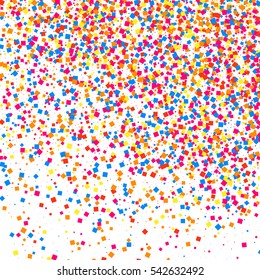 Colorful explosion of confetti. Grainy abstract  multicolored texture isolated on white background. Flat design element. Vector illustration,eps 10.