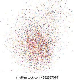 Colorful explosion of confetti. Grainy abstract  multicolored texture isolated on white background. Flat design element. Vector illustration,eps 10.