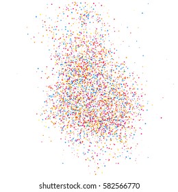 Colorful explosion of confetti. Grainy abstract  multicolored texture isolated on white background. Flat design element. Vector illustration,eps 10.