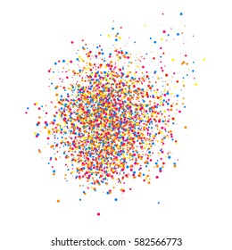 Colorful explosion of confetti. Grainy abstract  multicolored texture isolated on white background. Flat design element. Vector illustration,eps 10.