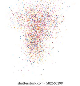 Colorful explosion of confetti. Grainy abstract  multicolored texture isolated on white background. Flat design element. Vector illustration,eps 10