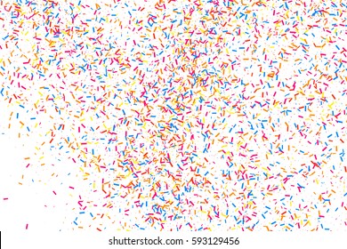 Colorful explosion of confetti. Grainy abstract  multicolored texture isolated on white background. Flat design element. Vector illustration,eps 10