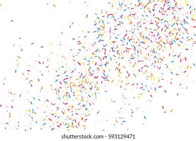 Colorful explosion of confetti. Grainy abstract  multicolored texture isolated on white background. Flat design element. Vector illustration,eps 10
