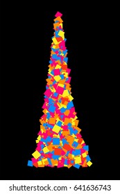 Colorful explosion of confetti. Grainy abstract  multicolored texture isolated on black background. Flat design element. Vector illustration,eps 10.