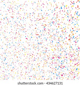 Colorful explosion of confetti  isolated on white background. Colored grainy texture.  Vector illustration,eps 10.