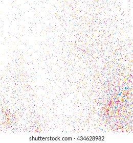 Colorful explosion of confetti  isolated on white background. Colored grainy texture.  Vector illustration,eps 10.