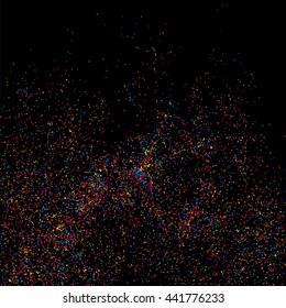 Colorful explosion of confetti  isolated on black  background. Vector illustration,eps 10.