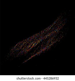 Colorful explosion of confetti  isolated on black  background. Vector illustration,eps 10.