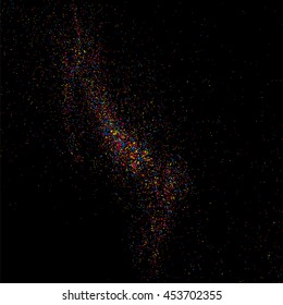 Colorful explosion of confetti  isolated on black  background. Vector illustration,eps 10.