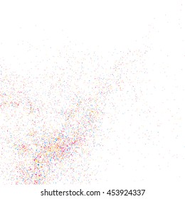 Colorful explosion of confetti  isolated on white background. Colored grainy texture.  Vector illustration,eps 10.