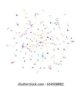 Colorful Explosion Confetti And Ribbon Isolated On White Background. Celebration. Party. Vector Illustration
