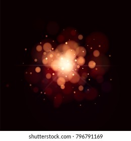colorful explosion highlight effect, color bokeh lights glitter and sequins. space. abstract background. Vector, EPS10 
