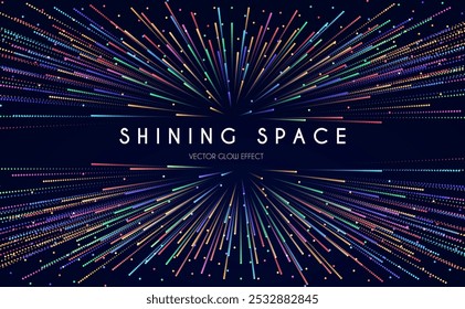 Colorful explosion. Motion light and bokeh effect. Holiday and party design. Fireworks. Hyperjump