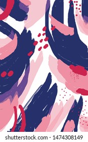 Colorful expressive abstraction in vector. Abstract background wiith dots and splashes with pink and purple colors