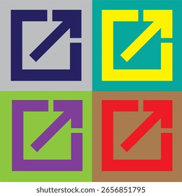 Colorful external link arrow icon set