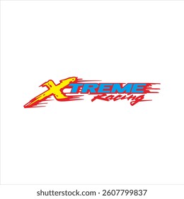 Colorful extreme racing writing on a white background. Can be used as a graphic design