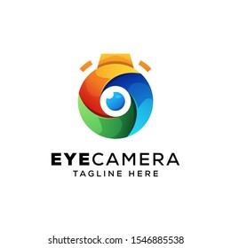 colorful eye camera, photography logo template