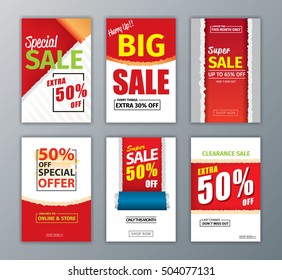 Colorful eye catching social media ads banner collection, Sale website banner template set