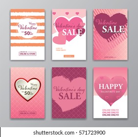 Colorful eye catching social media ads banner collection for valentine's day, Sale website banner template set